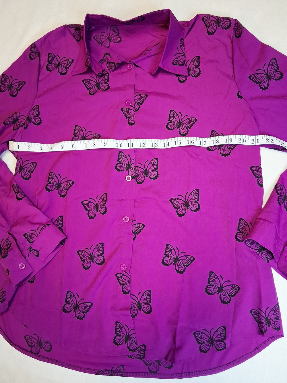 Womens Purple Butterfly Button-Up Shirt - Picture 2 of 4
